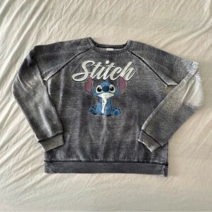 Disney Women's Gray Long Sleeved Stitch Sweatshirt. Medium